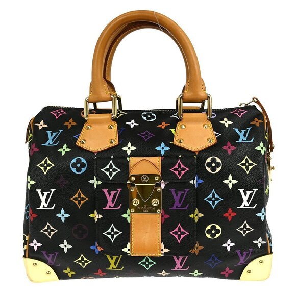 Louis Vuitton Black Monogram Multicolor Speedy 30 Handbag M92642 SP1170 KQ00225 - Picture 1 of 9